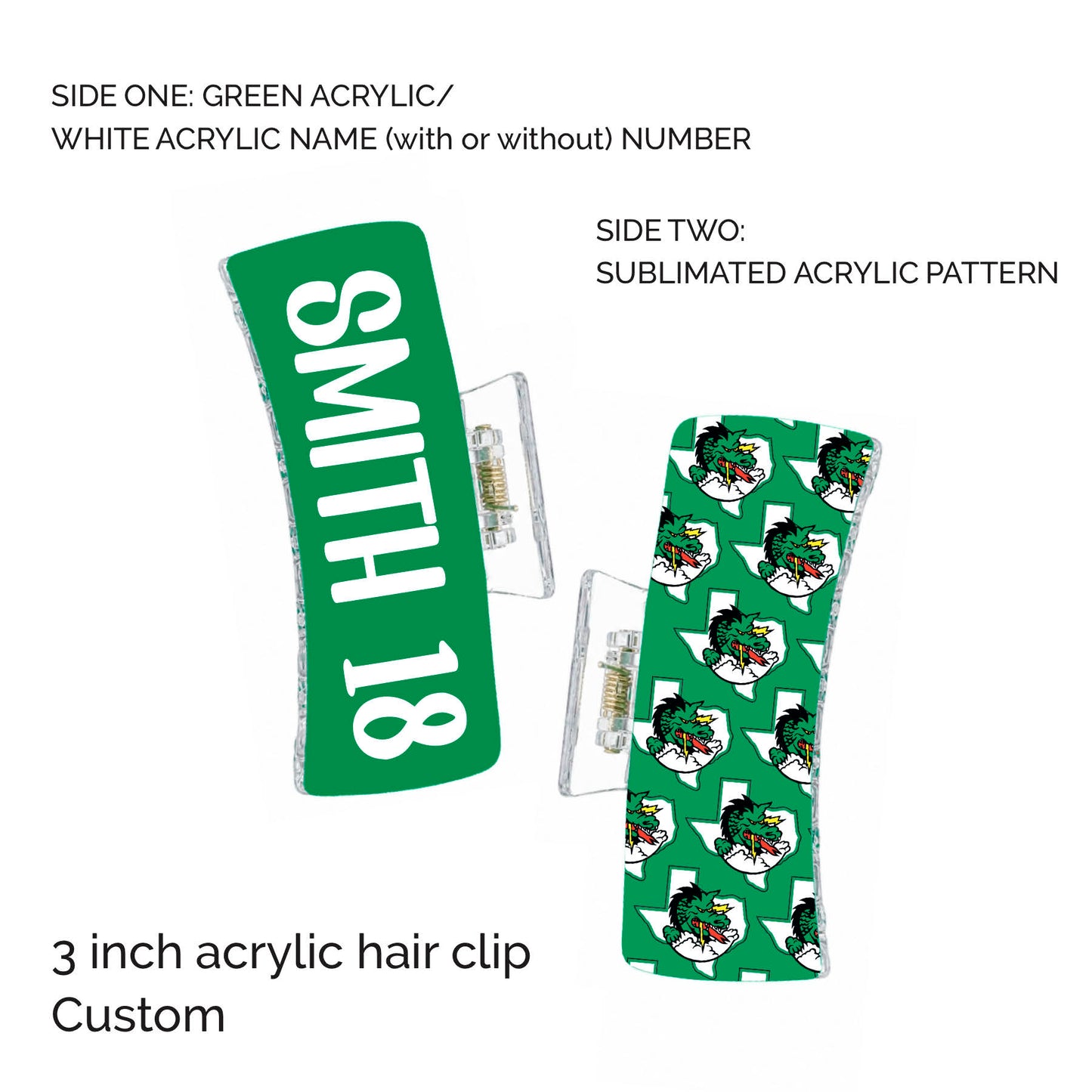 PREORDER Custom Dragons Green Hair Clip