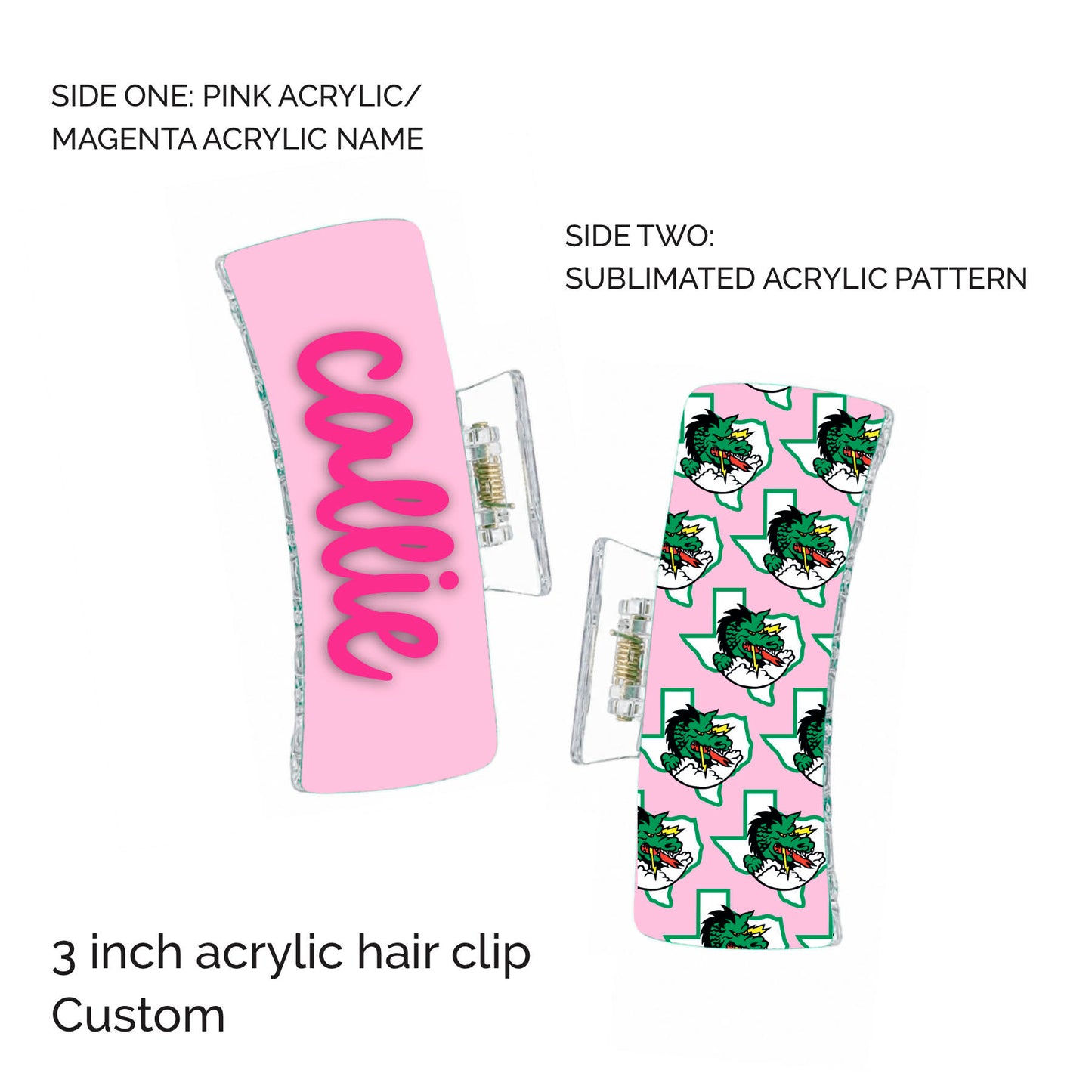 PREORDER Custom Dragons Pink Hair Clip