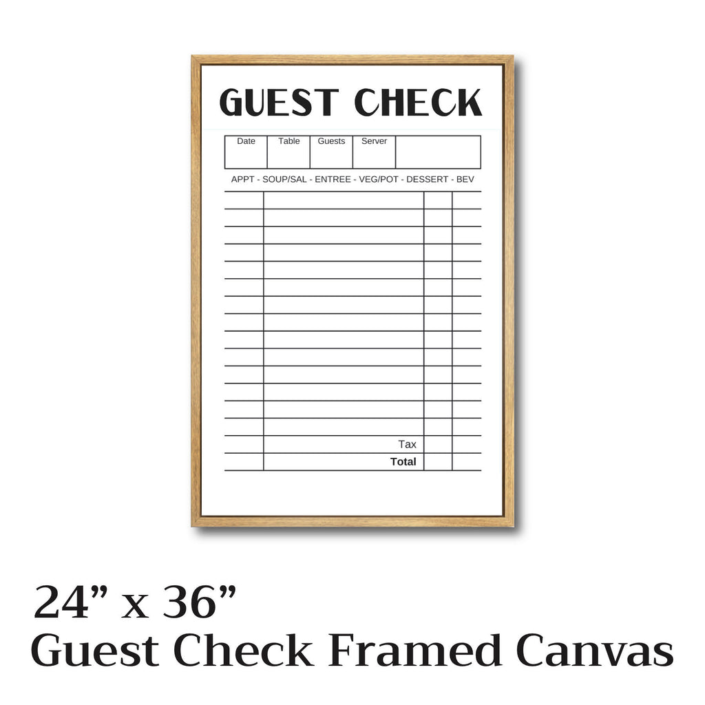 The Viral TikTok "Guest Check" Framed Canvas on Board
