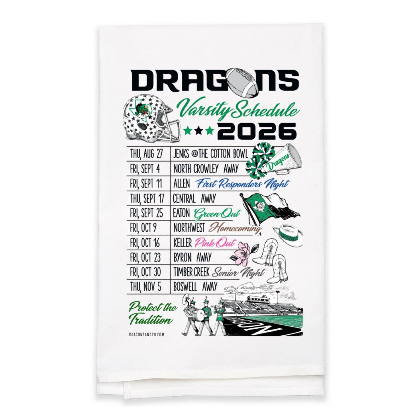 Football Schedule Tea Towel