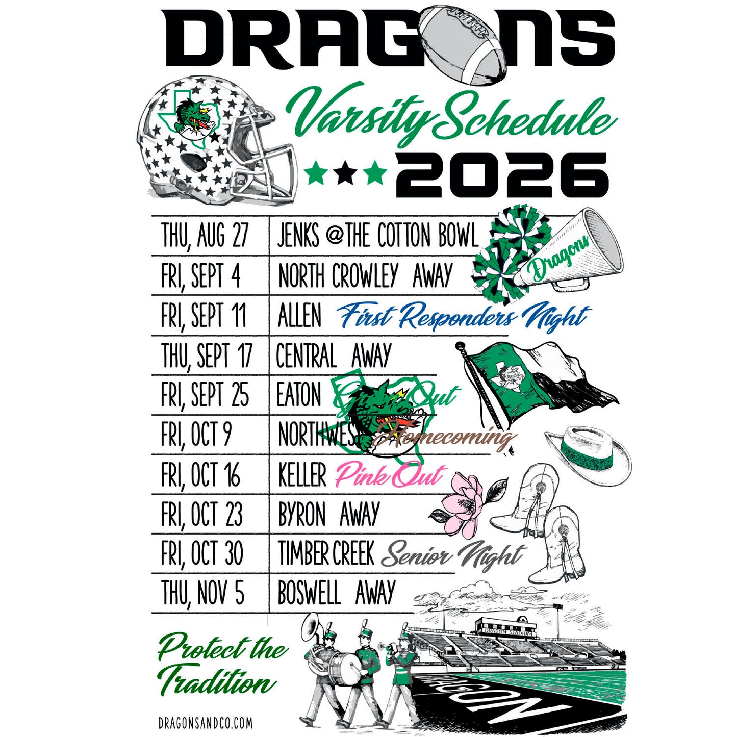 Football Schedule Tea Towel