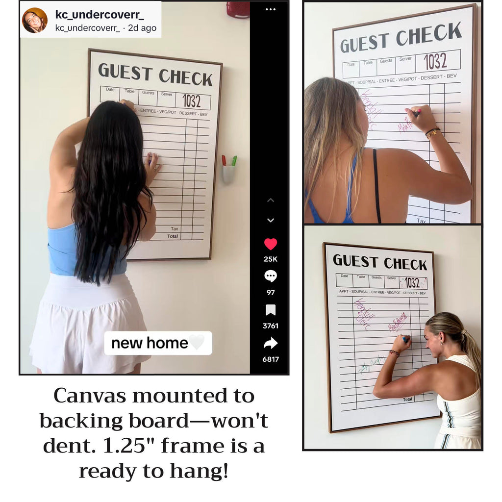 The Viral TikTok "Guest Check" Framed Canvas on Board