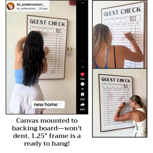 The Viral TikTok "Guest Check" Framed Canvas on Board